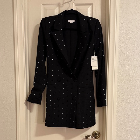 Good American Black Blazer mini dress with rhinestone - Picture 5 of 6